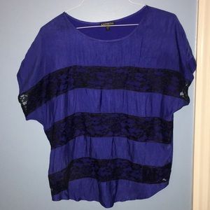 EXPRESS royal blue top w/black lace